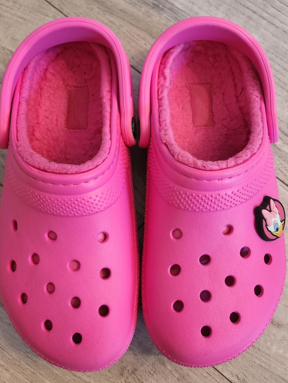 Pink Disney Inspired Womens Fur Lined CROCS sz 7